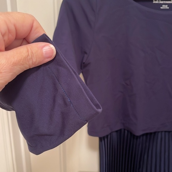 NWT Soft Surroundings Womens Cassandra Midi Dress Sz XS Blue Long Sleeve Pleated - Picture 7 of 15